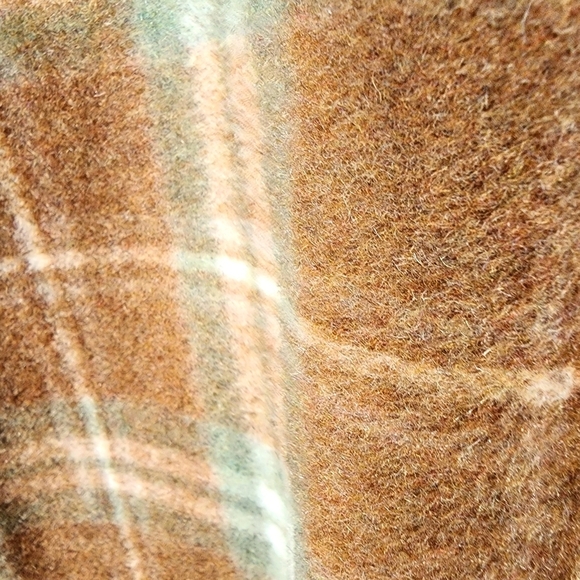 Norah Plaid Oversized Snap Front Shacket Wool Blend Pumpkin Sage Cream Size 44 - Picture 11 of 14